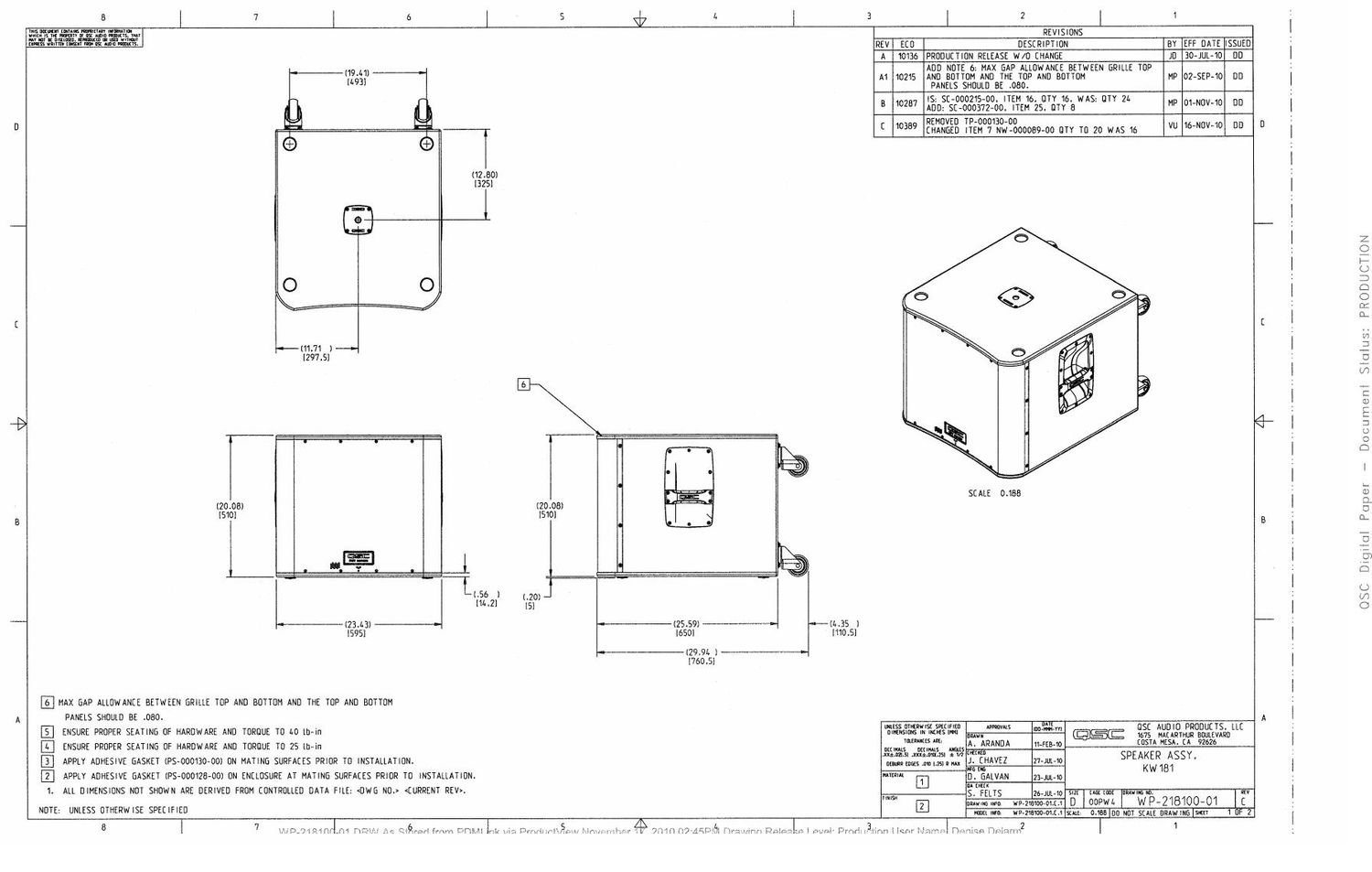 QSC kw 181 Schematics