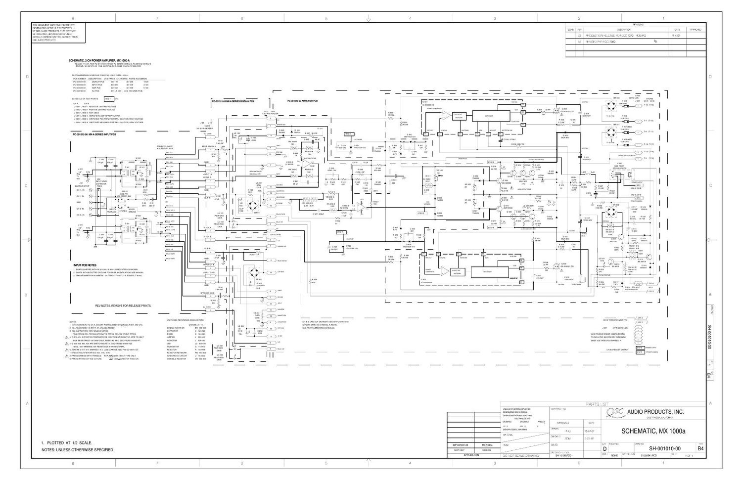 QSC mx 1000a Schematics