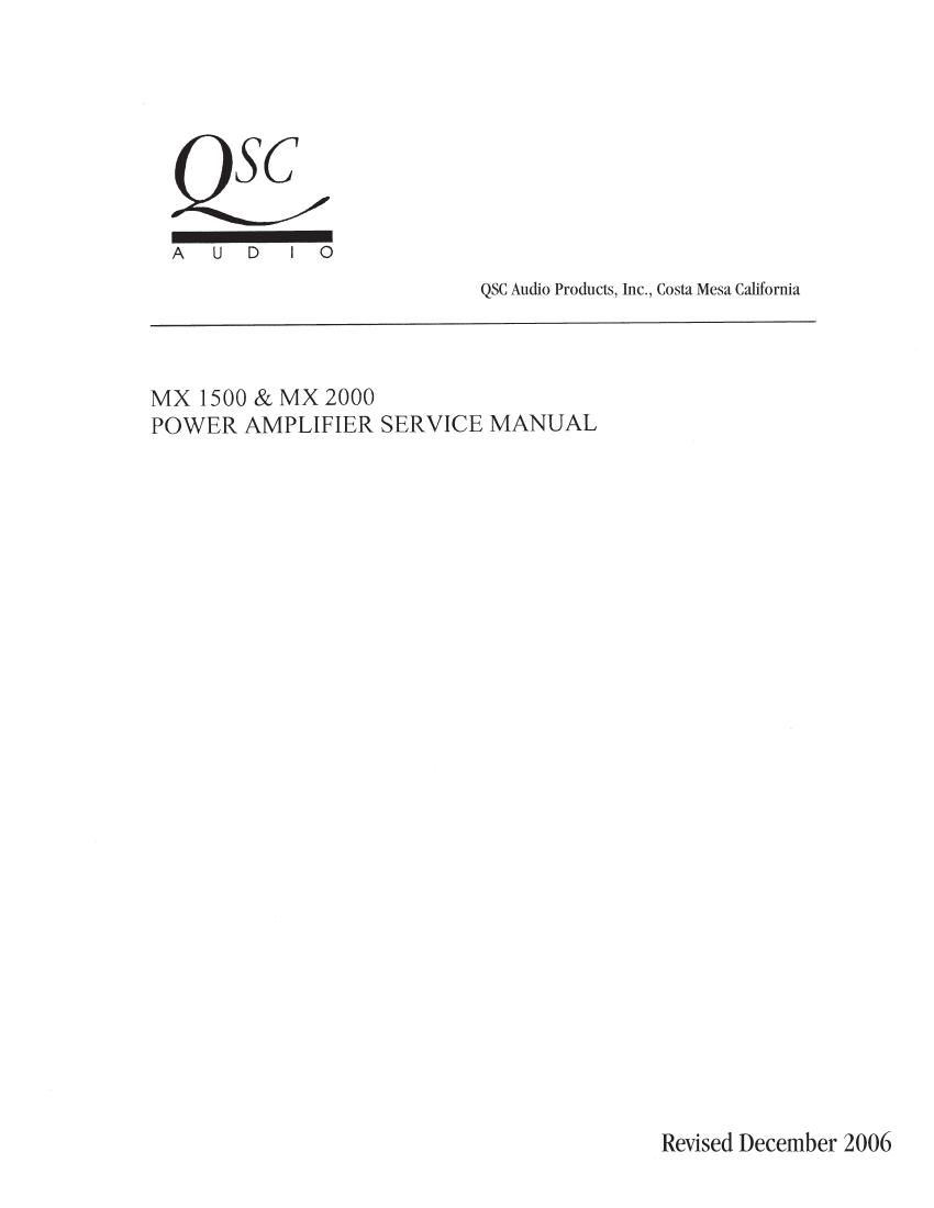 QSC mx 1500 mx 2000 Service Manual