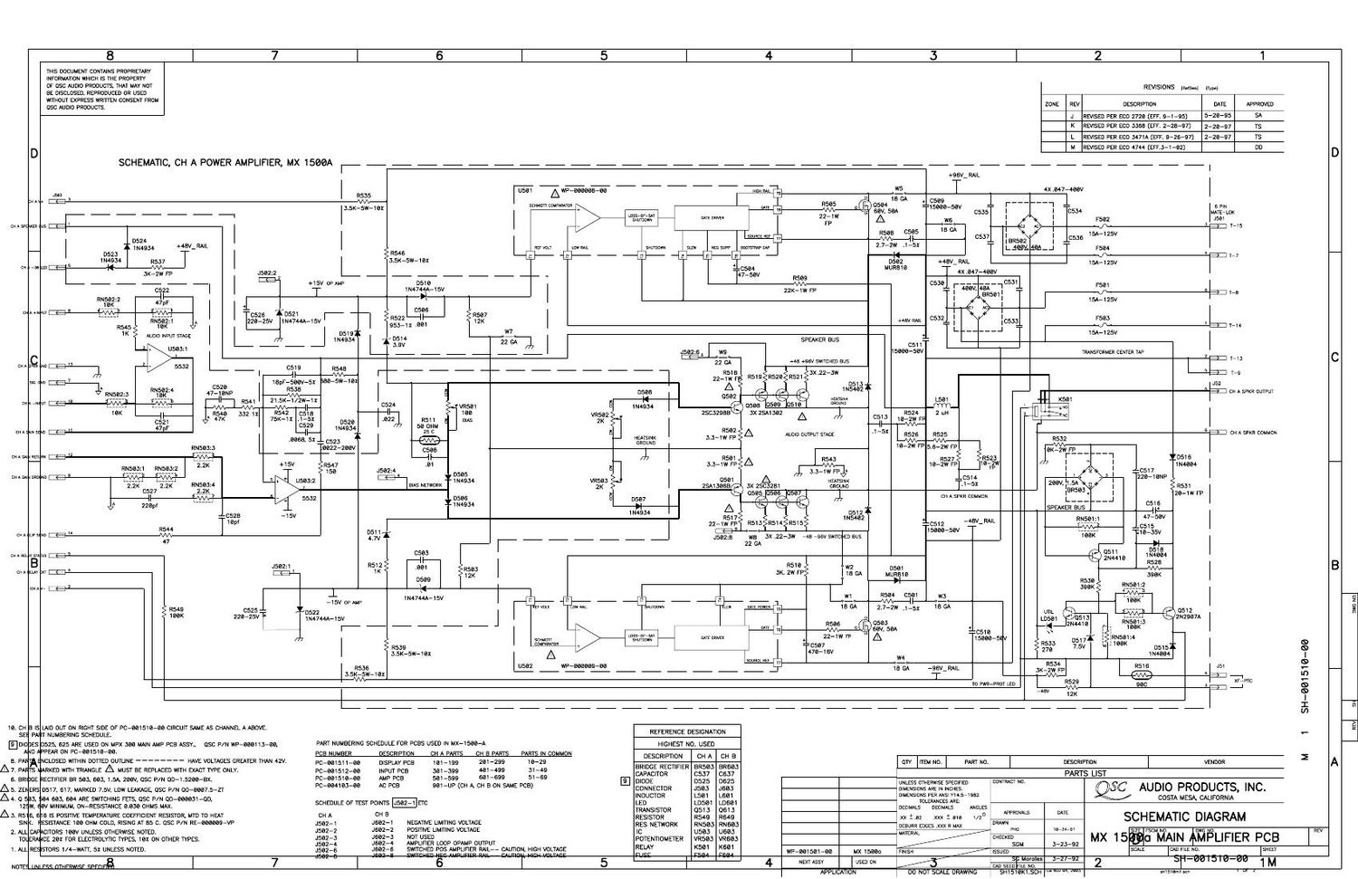 QSC mx 1500a Schematics