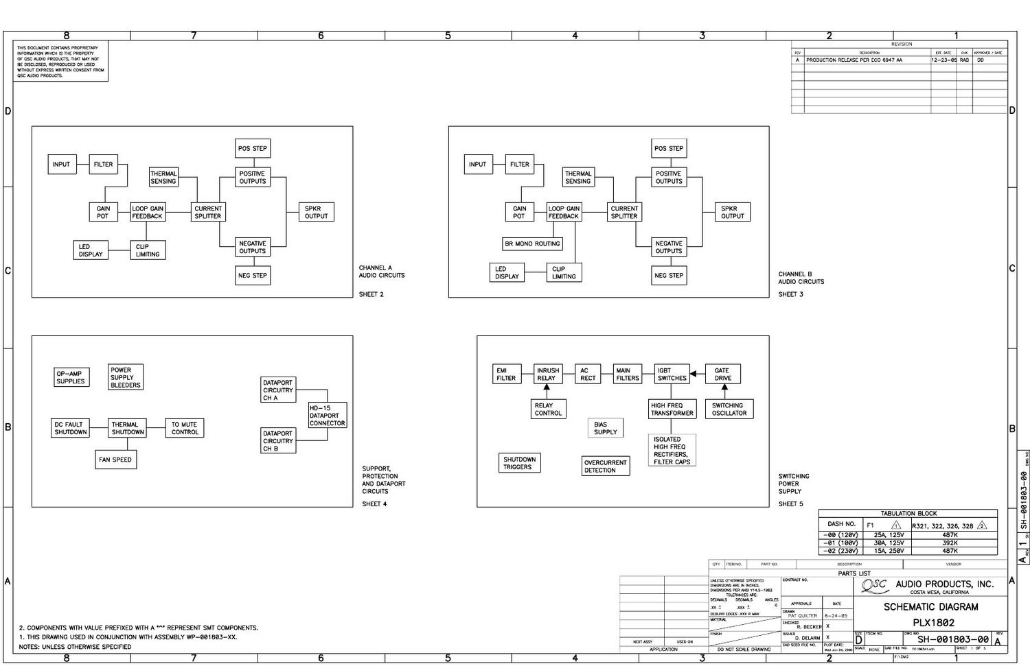 QSC plx 1802 Schematics