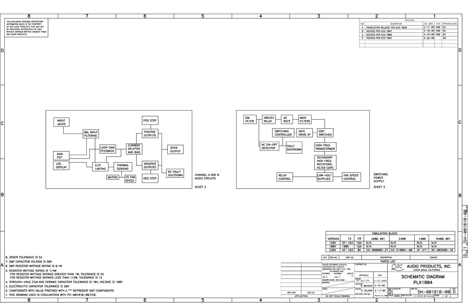 QSC plx 1804 Schematics