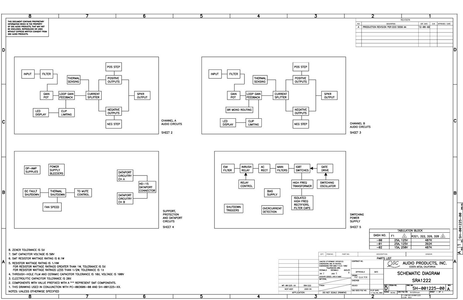 QSC sra 1222 Schematics