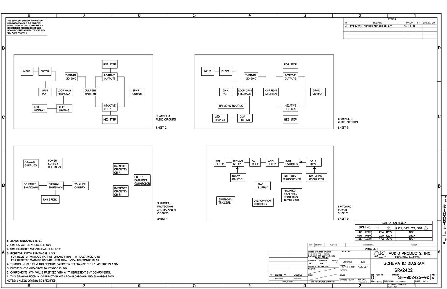 QSC sra 2422 Schematics