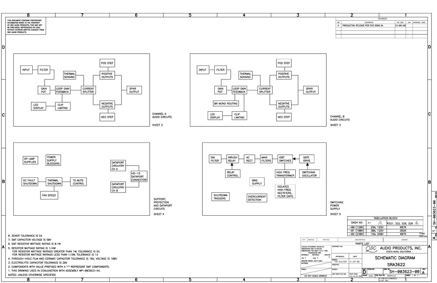 QSC sra 3622 Schematics