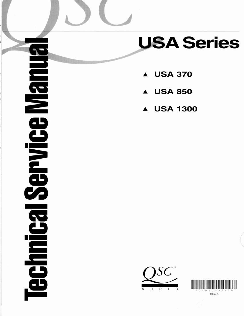 QSC USA Series 370 850 1300 Service Manual