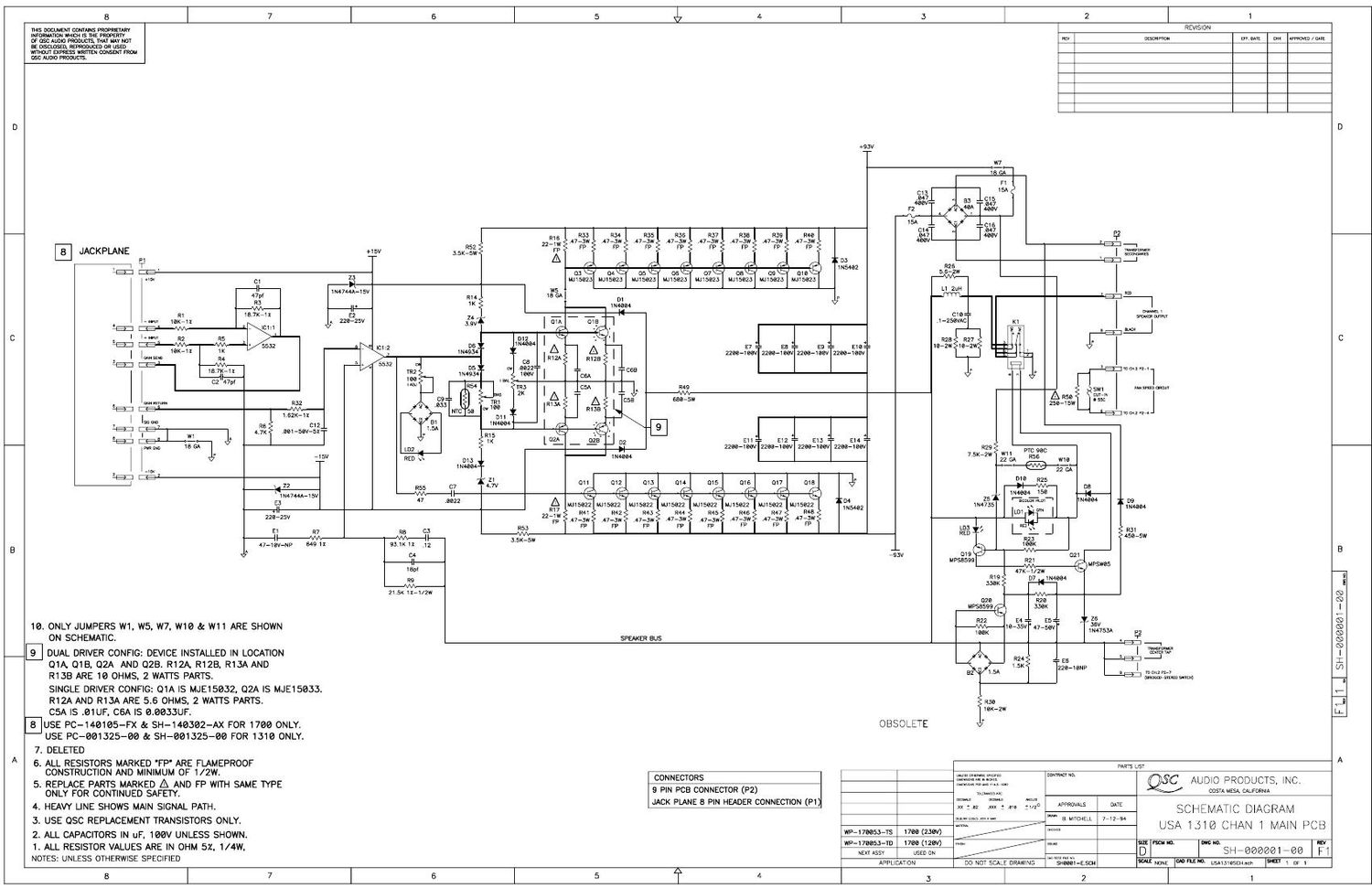 QSC usa 1310 Schematics