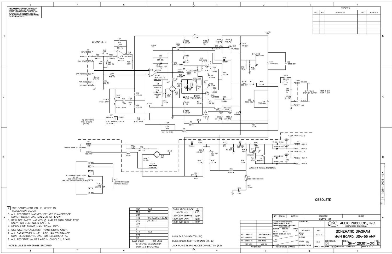 QSC usa 400 Schematics