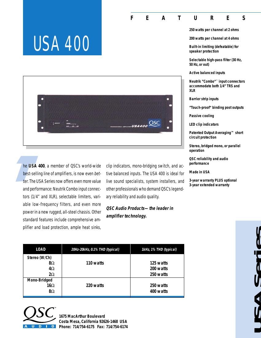 QSC usa 400 pwr sm