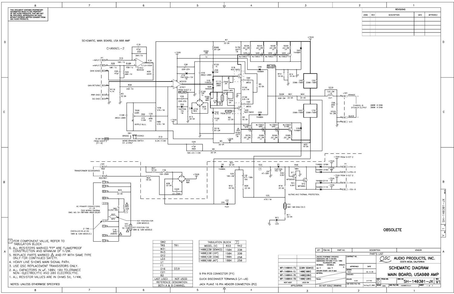 QSC usa 900 Schematics