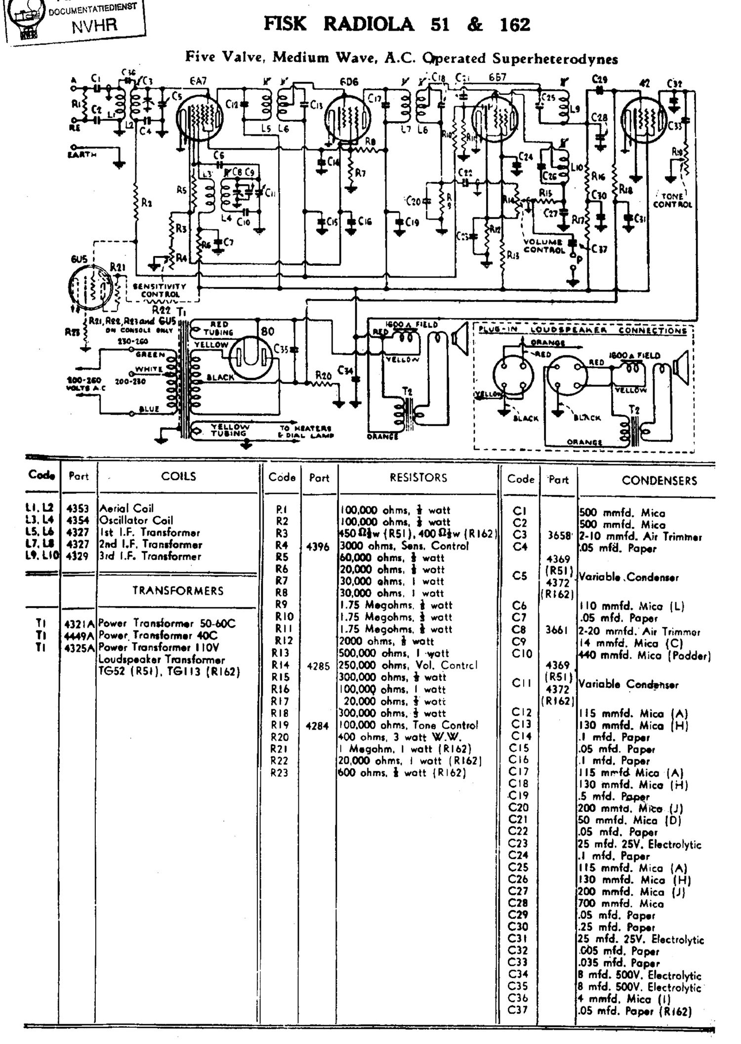 Radiola 162 Schematic