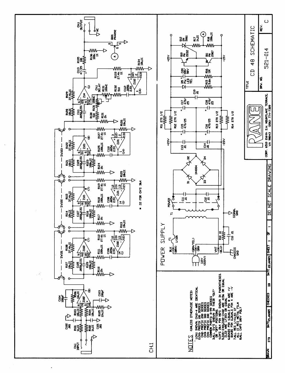 rane CD 48 Crossover Delay Schematics