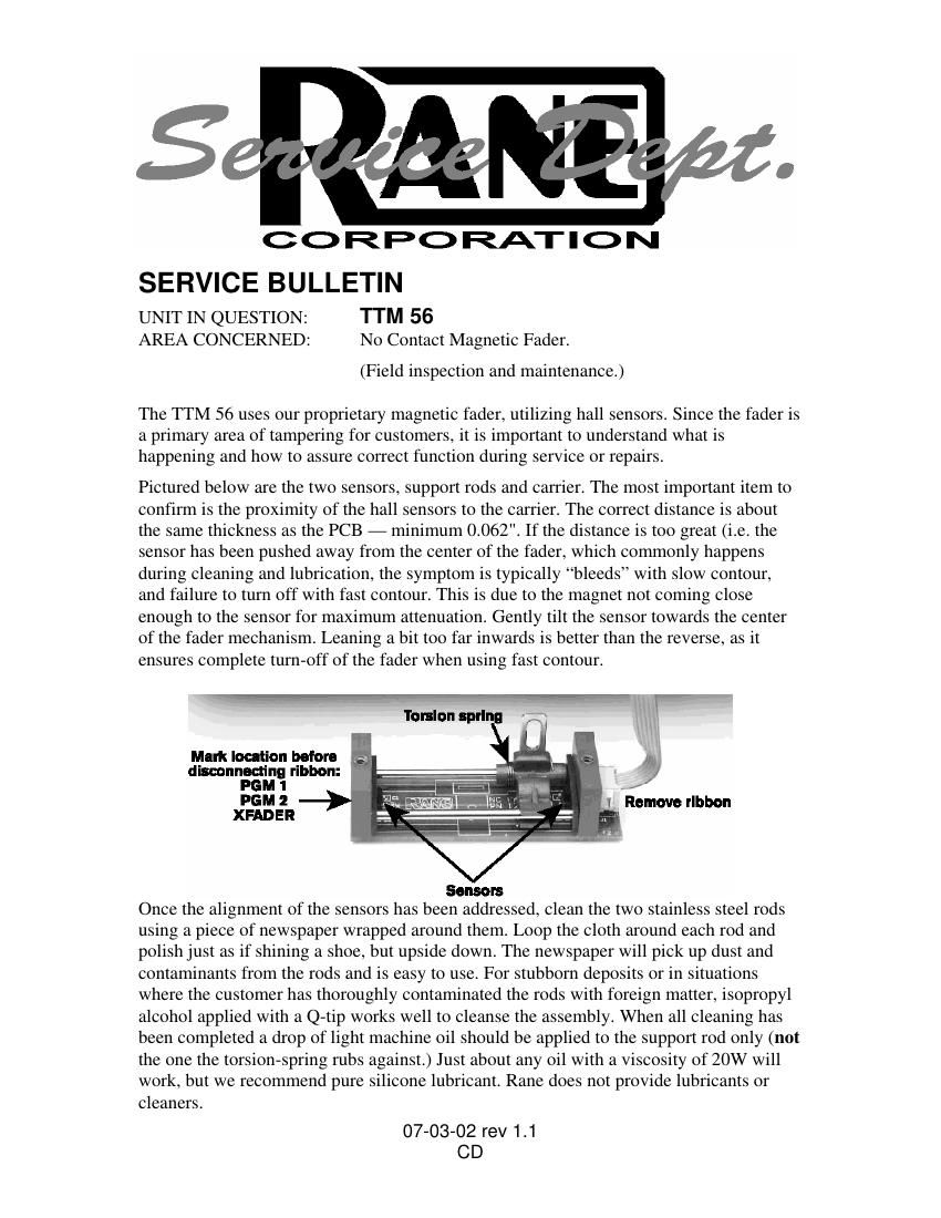 rane TTM 56 Mixer Schematics