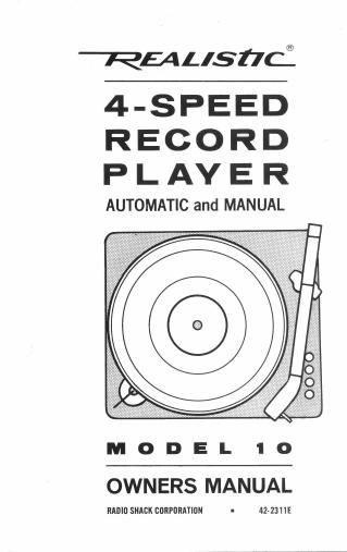 realistic 10 owners manual