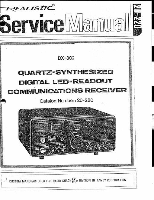 realistic dx 302 service manual