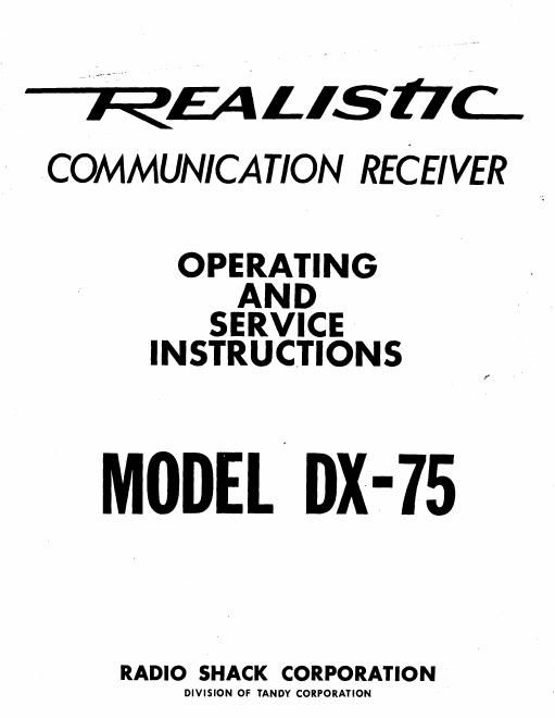 realistic dx 75 owners manual