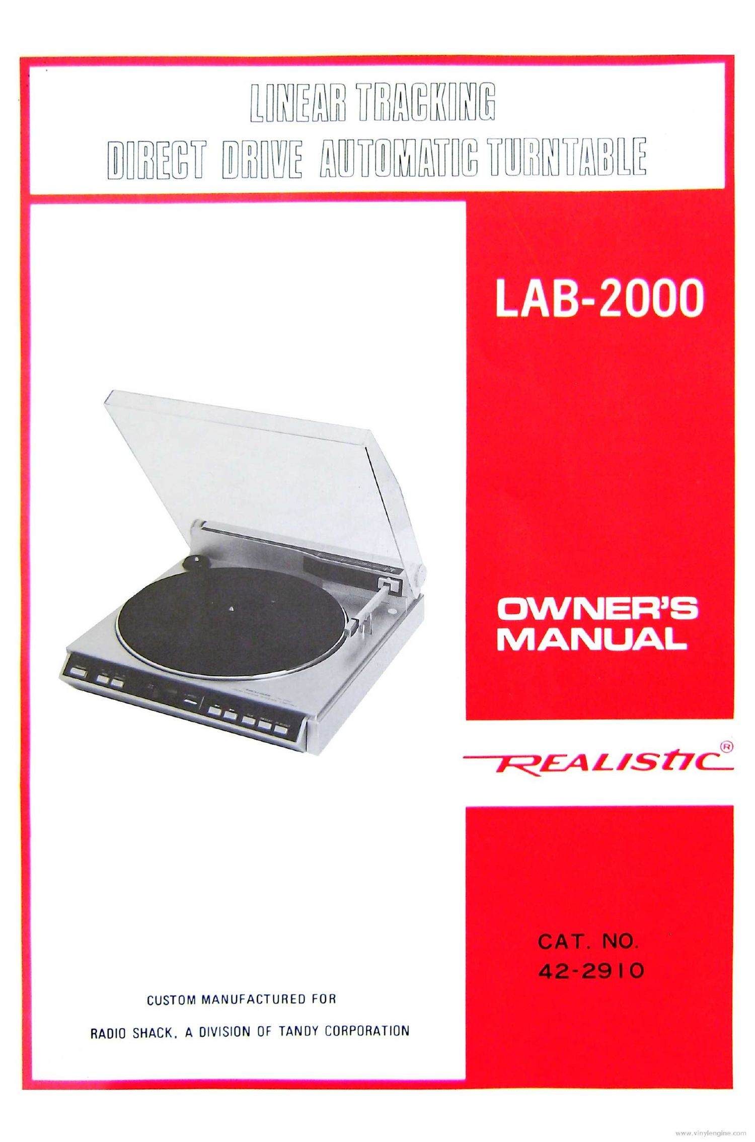 realistic lab 2000 owners manual
