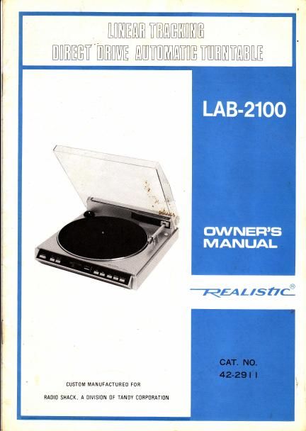 realistic lab 2100 owners manual
