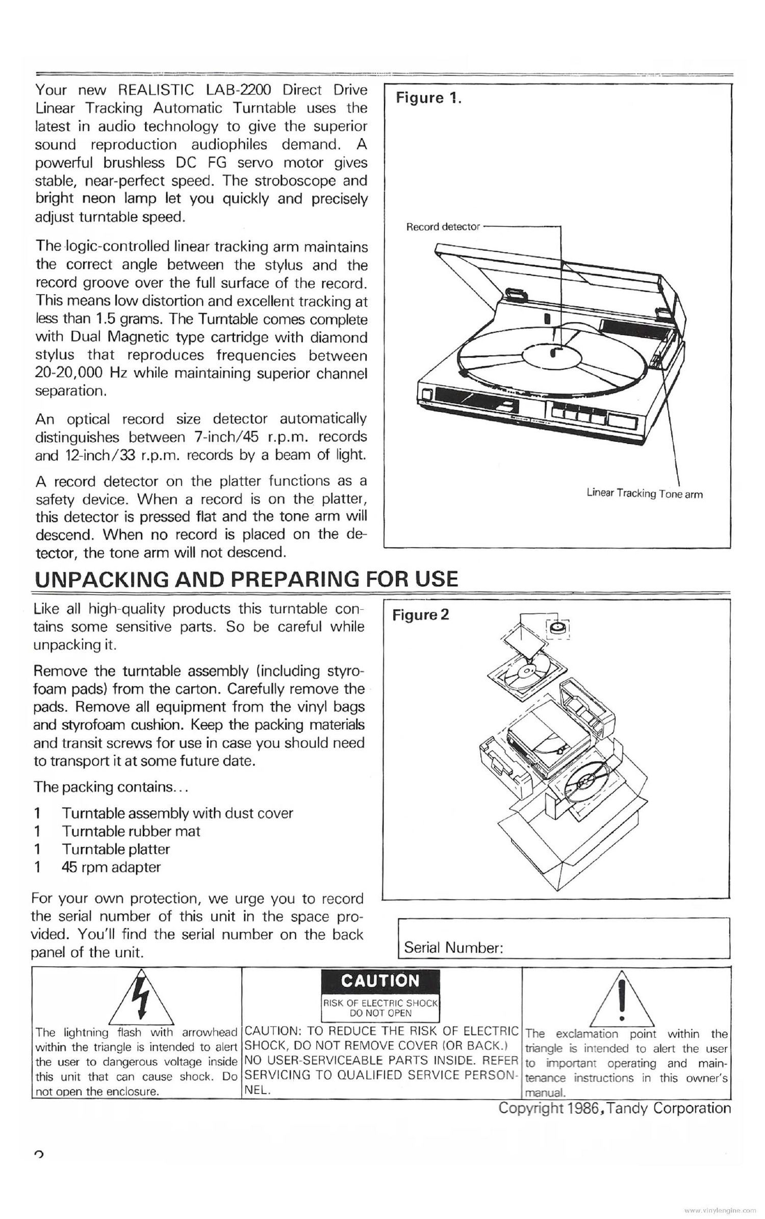 realistic lab 2200 owners manual