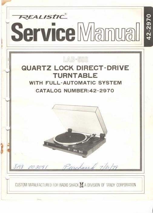 realistic lab 500 service manual