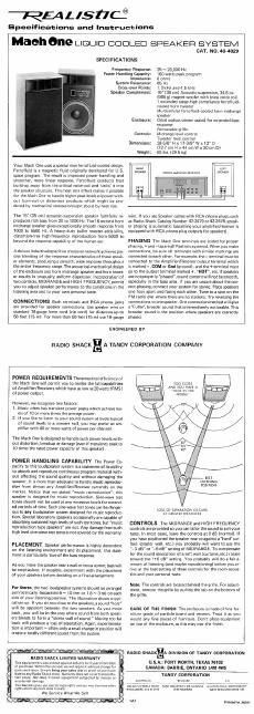 realistic mach one brochure