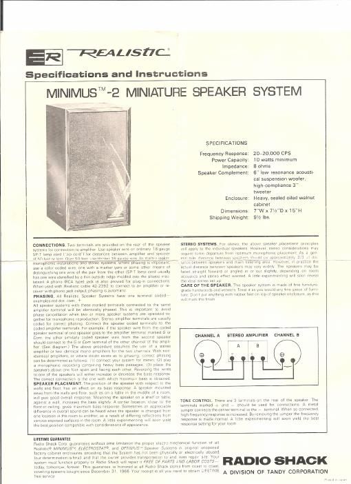 realistic minimus 2 specs and instructions