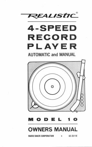 realistic model 10 owners manual