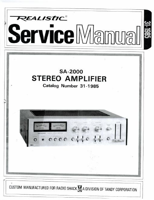 realistic sa 2000 service manual
