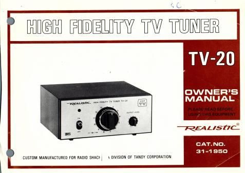 realistic tv 20 high fidelity tv audio tuner
