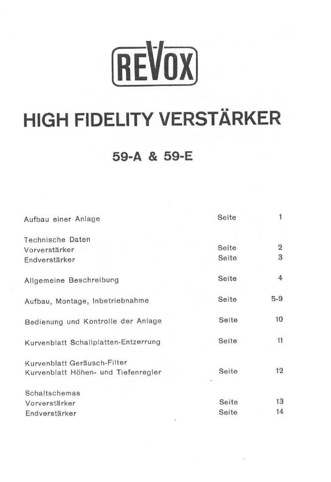 Revox 59 A Service Manual