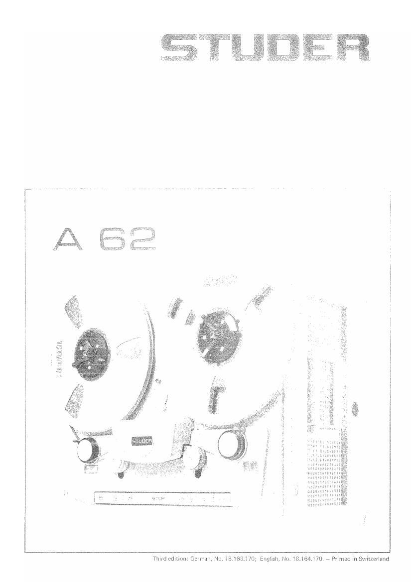 Revox A 62 Service Manual