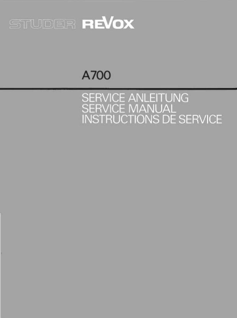 Revox A 700 Service Manual 3