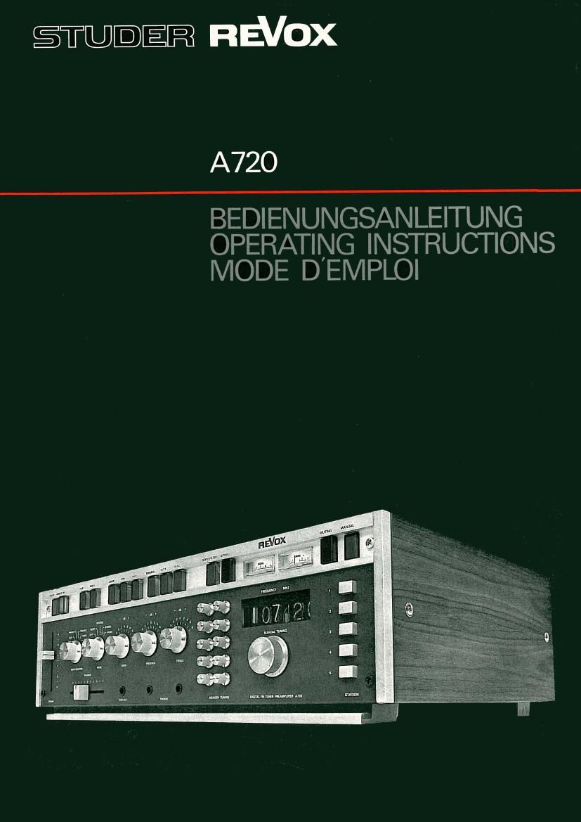 Revox A 720 Owners Manual