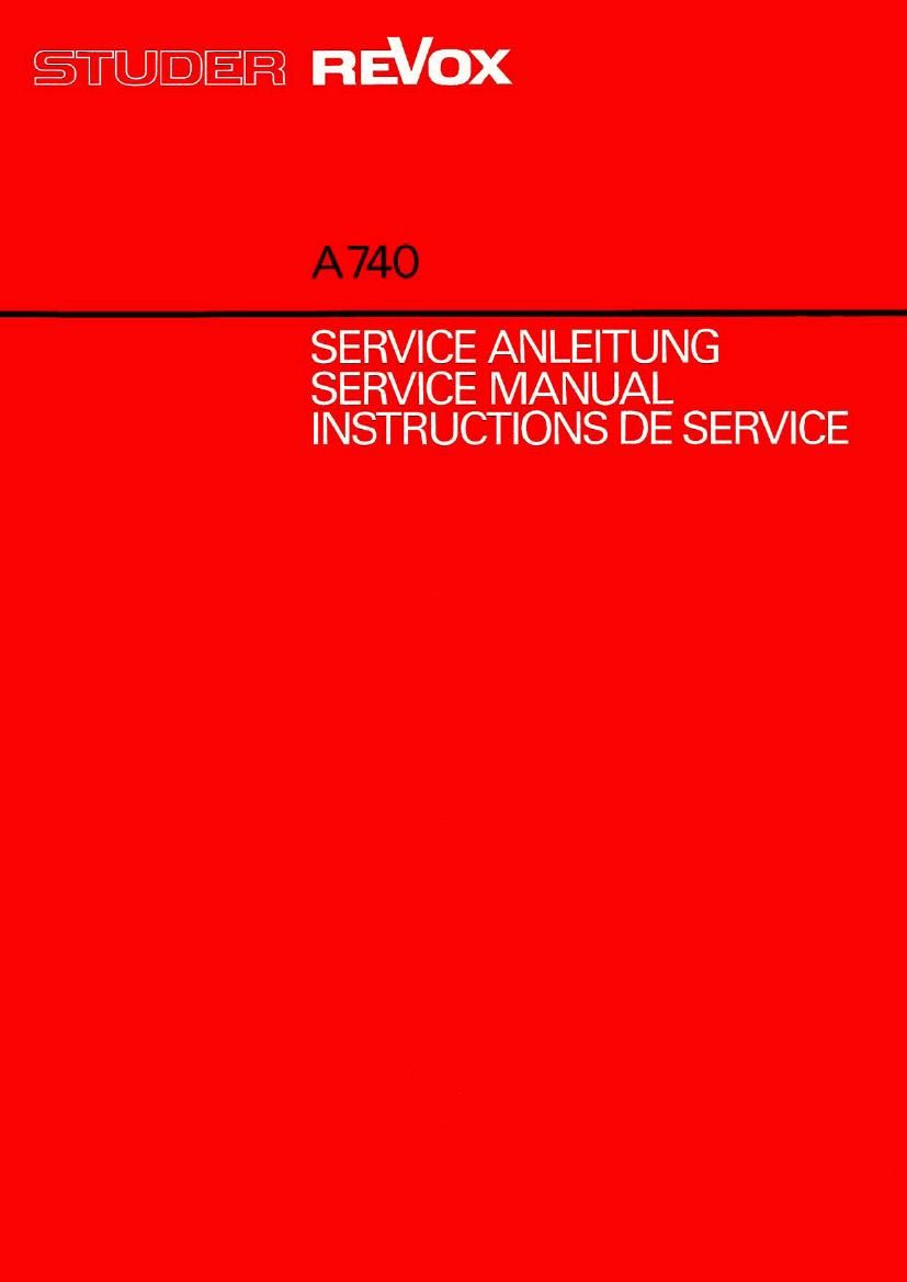 Revox A 740 Service Manual
