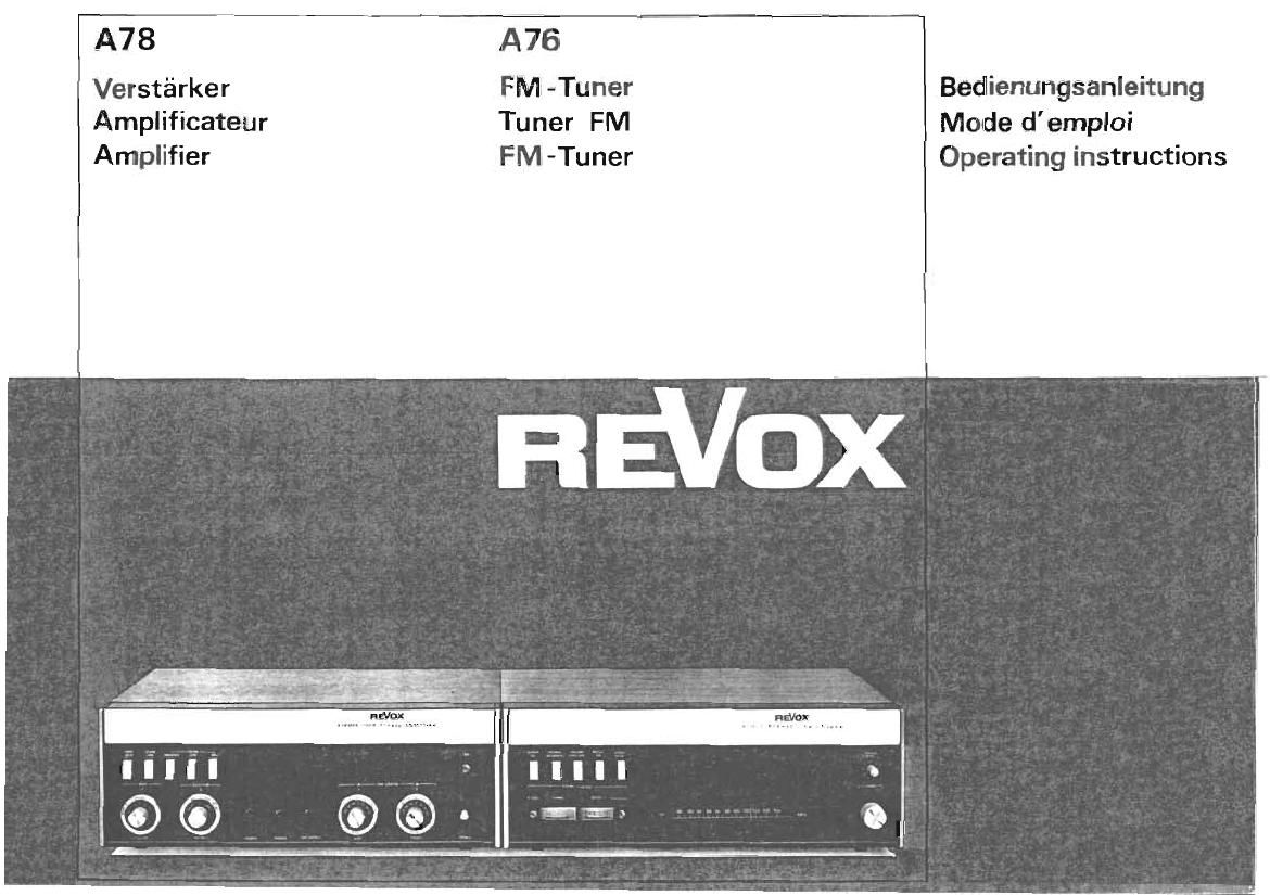 Revox A 76 Owners Manual