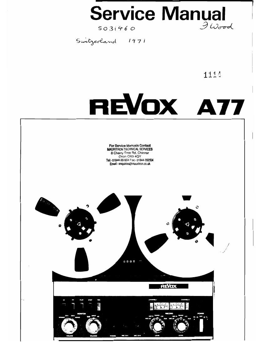 Revox A 77 Service Manual 4