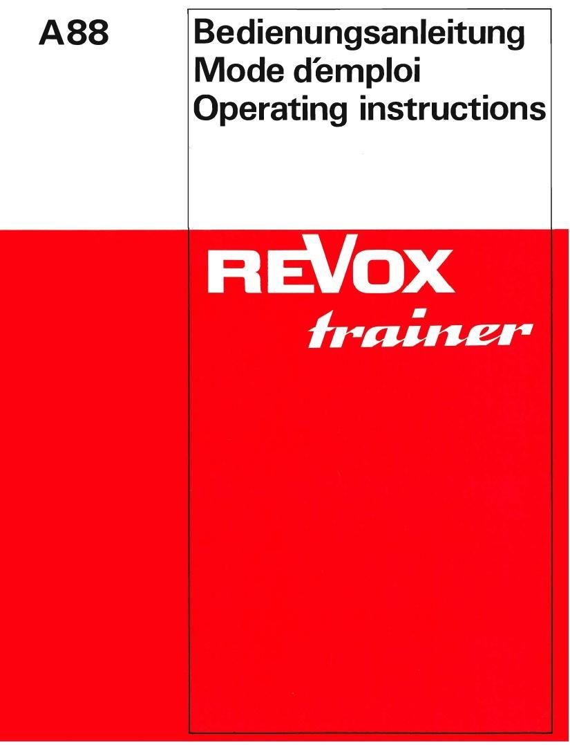 Revox A 88 Owners Manual