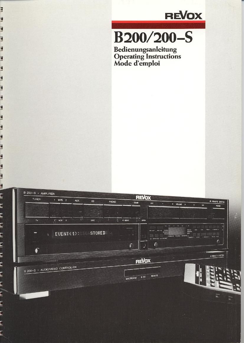 Revox B 200 Owners Manual