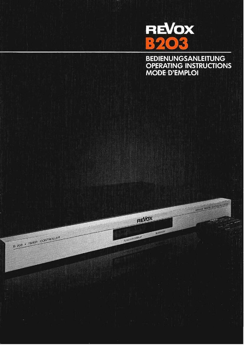 Revox B 203 Owners Manual 2