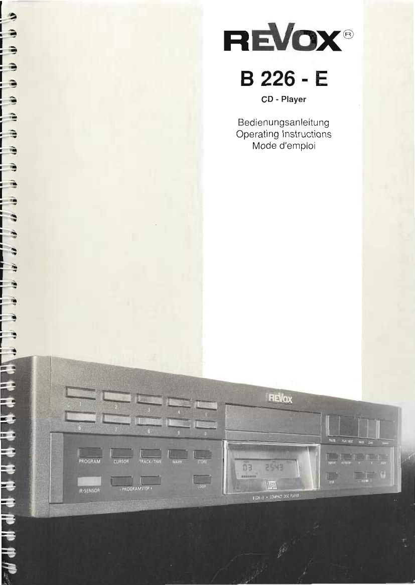 Revox B 226 E Owners Manual