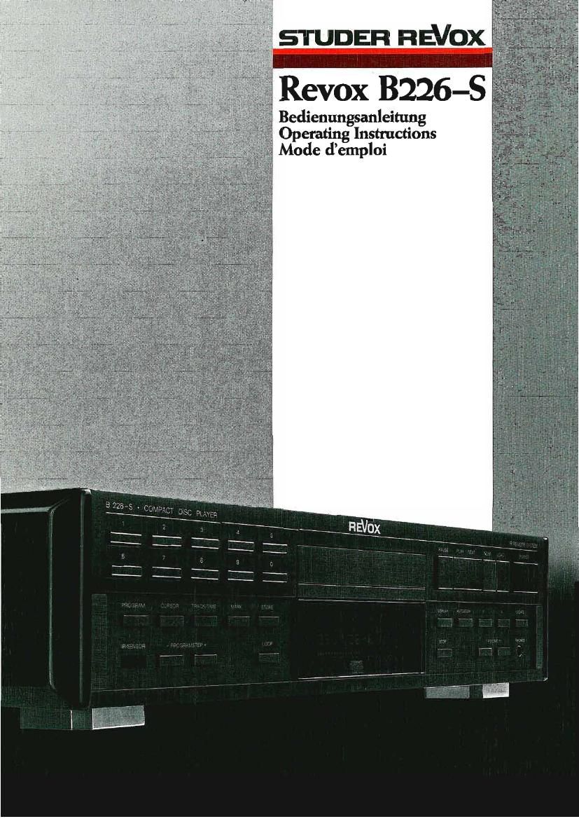 Revox B 226 S Owners Manual