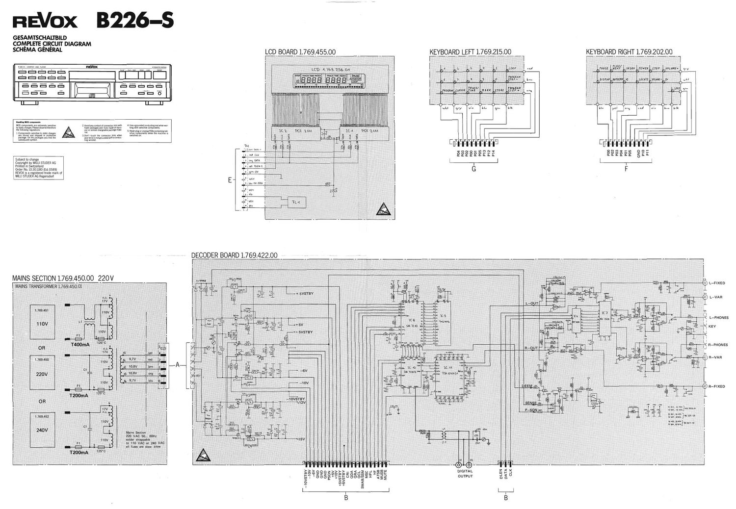 Revox B 226 S Schematic