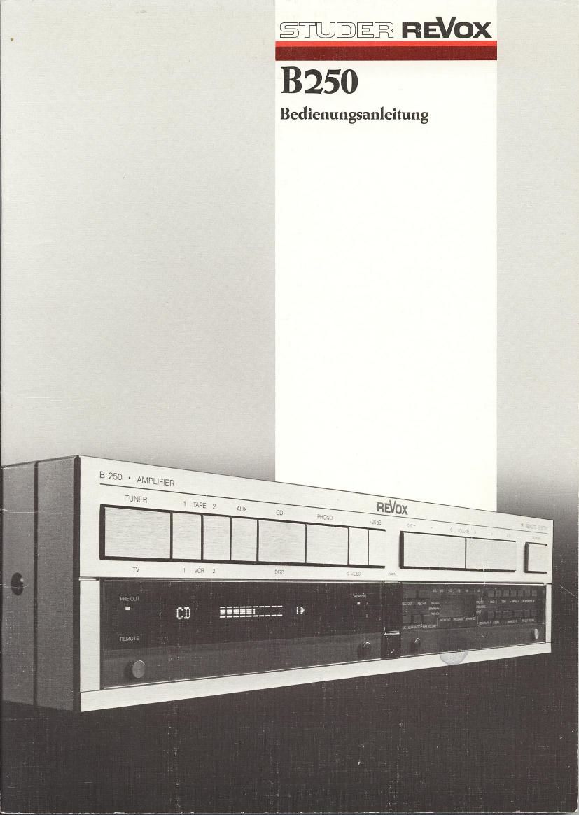 Revox B 250 Owners Manual