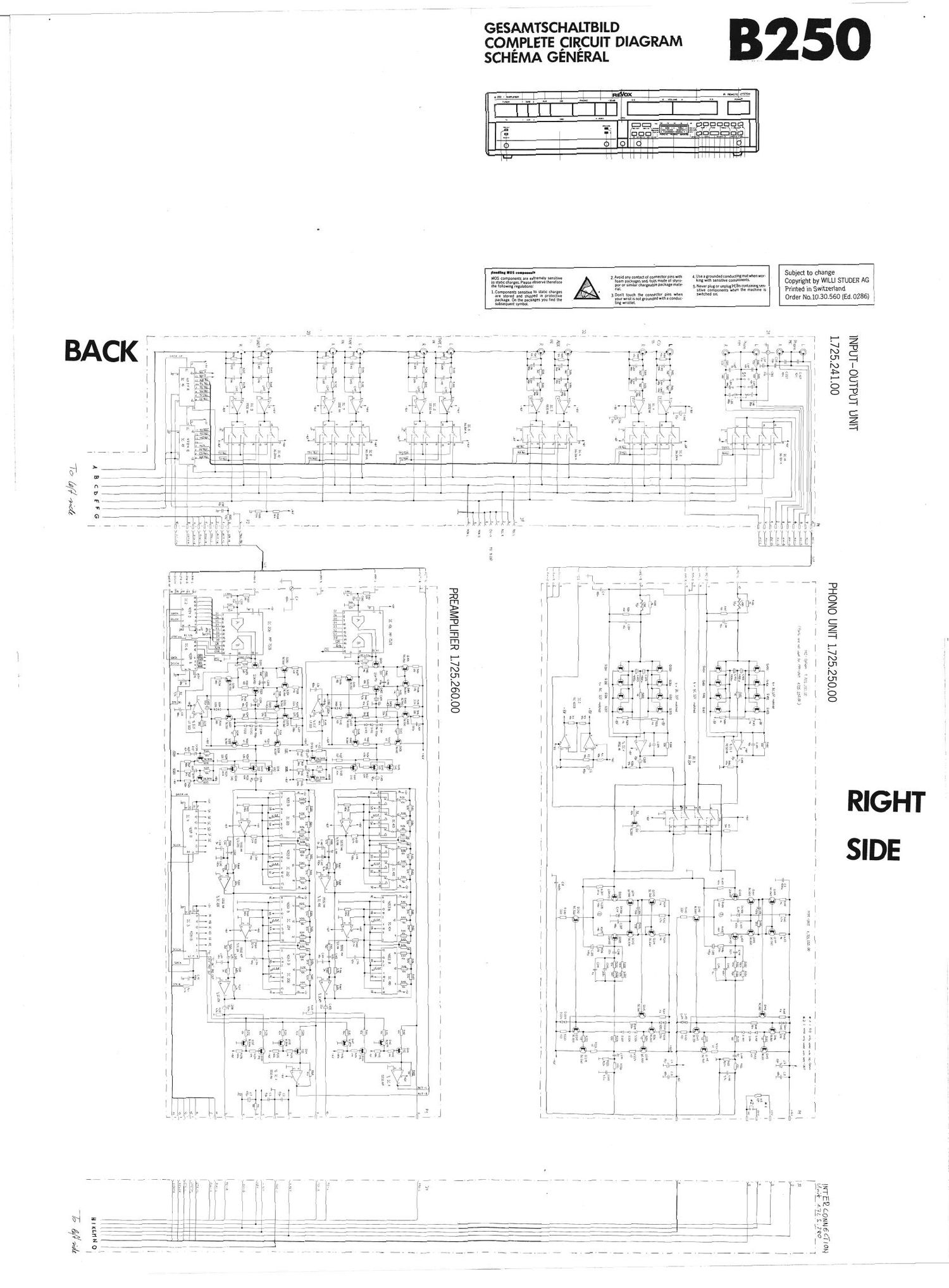 Revox B 250 Schematic