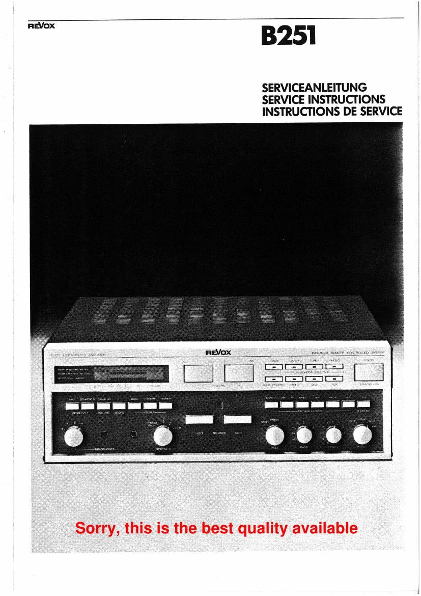 Revox B 251 B 252 Service Manual