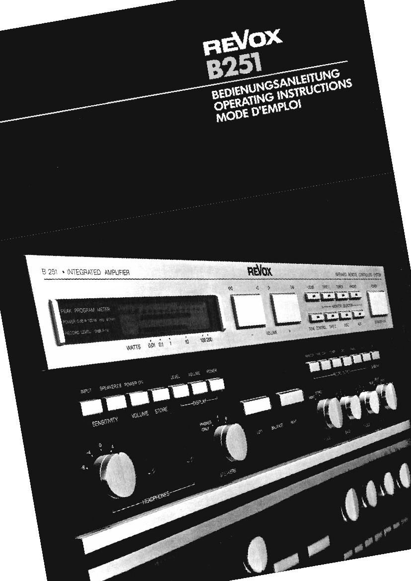 Revox B 251 Owners Manual