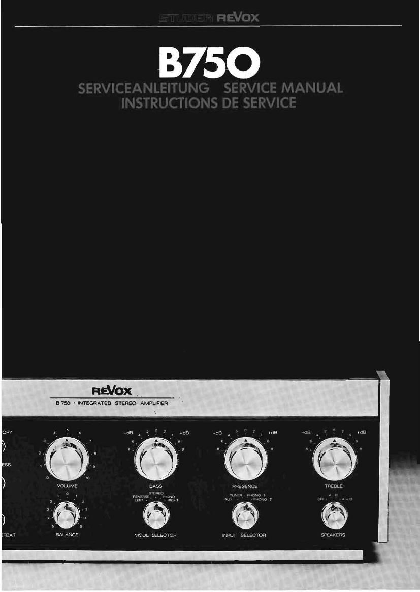 Revox B 750 Service Manual