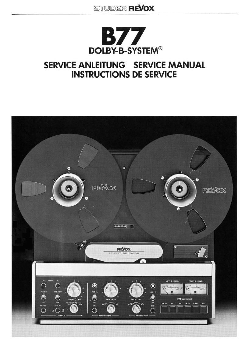 Revox B 77 Dolby Service Manual