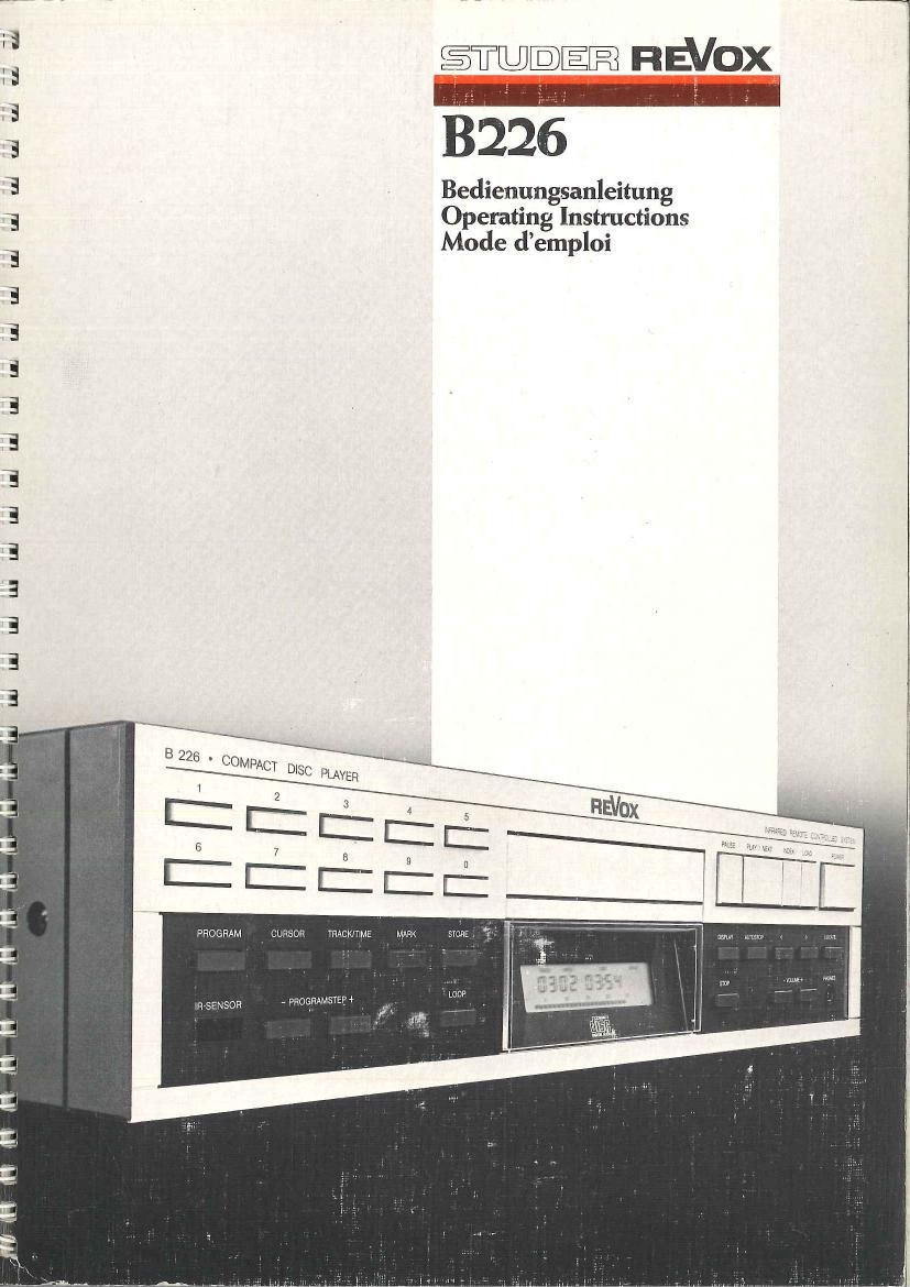 Revox B226 Owners Manual