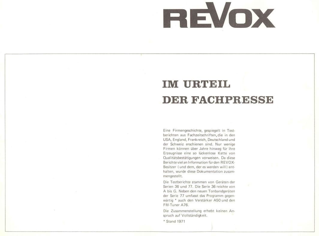 Revox Fachpresse Article